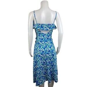 F. Yumi Kim Floral Dress Size 4 Or S Multicolor  Blue Zipper Sleeveless V Neck